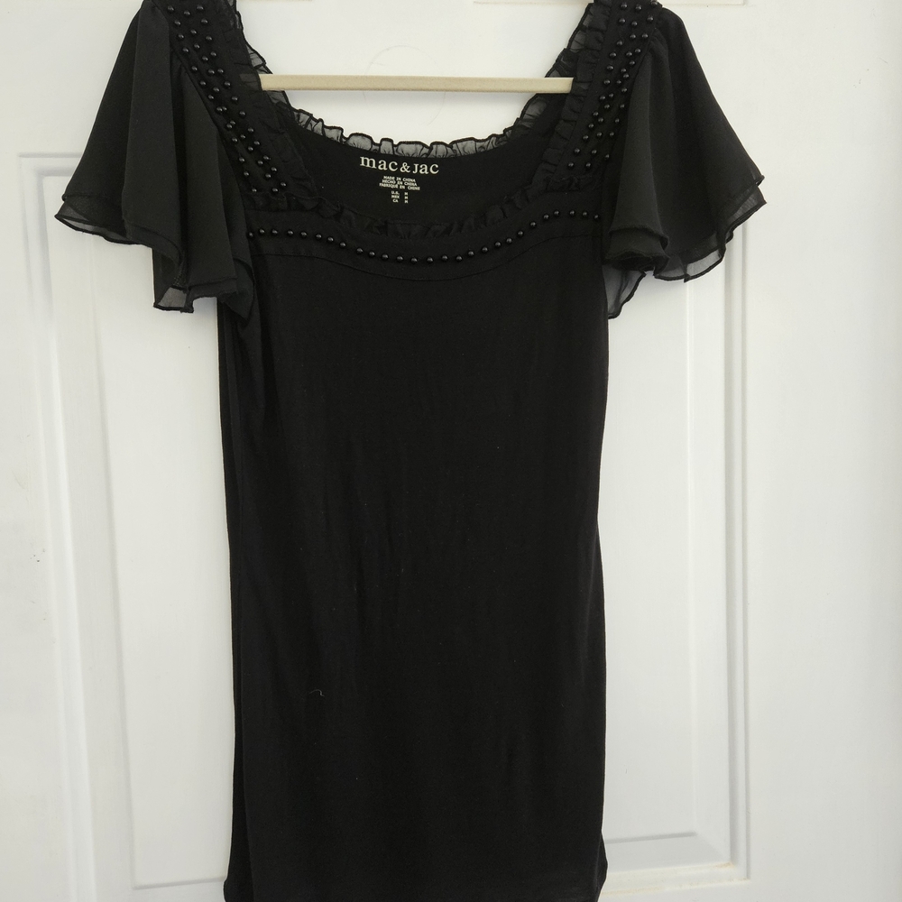 Black Beaded Mac & Jac Blouse